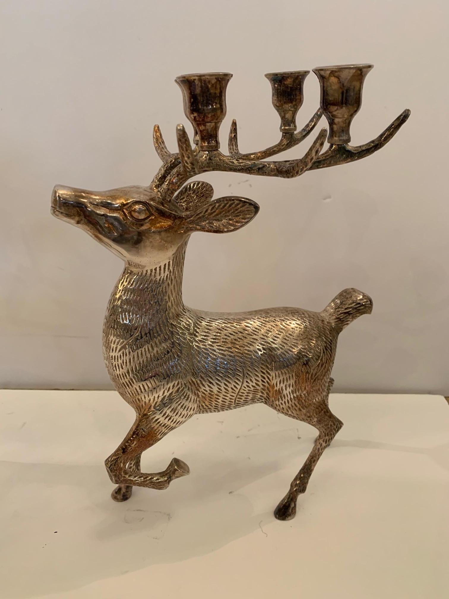 brass reindeer candle holder