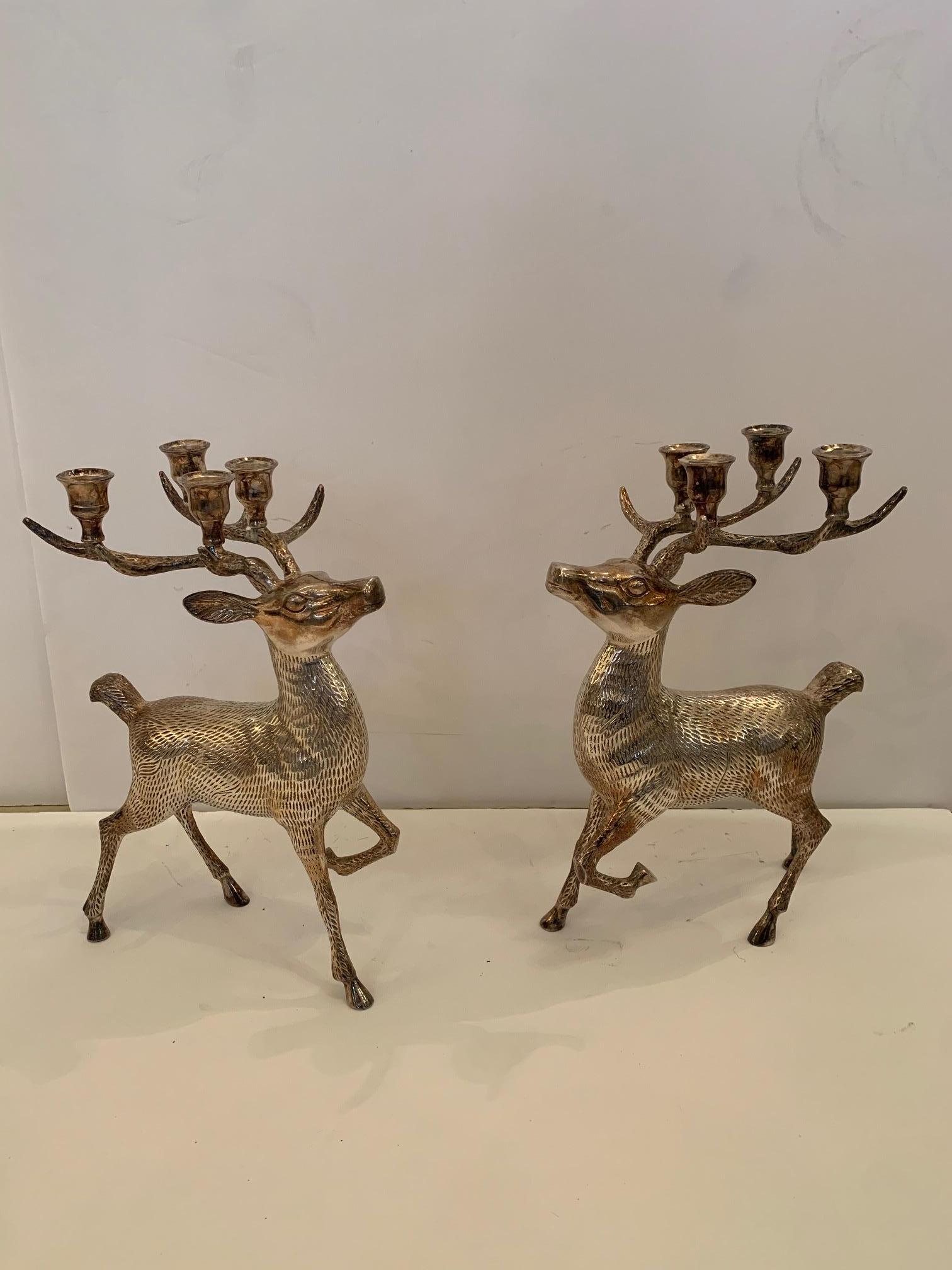 vintage brass deer candle holders