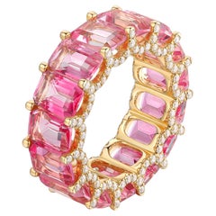 150 Pink Stones 14K Yellow Gold Eternity Band Ring