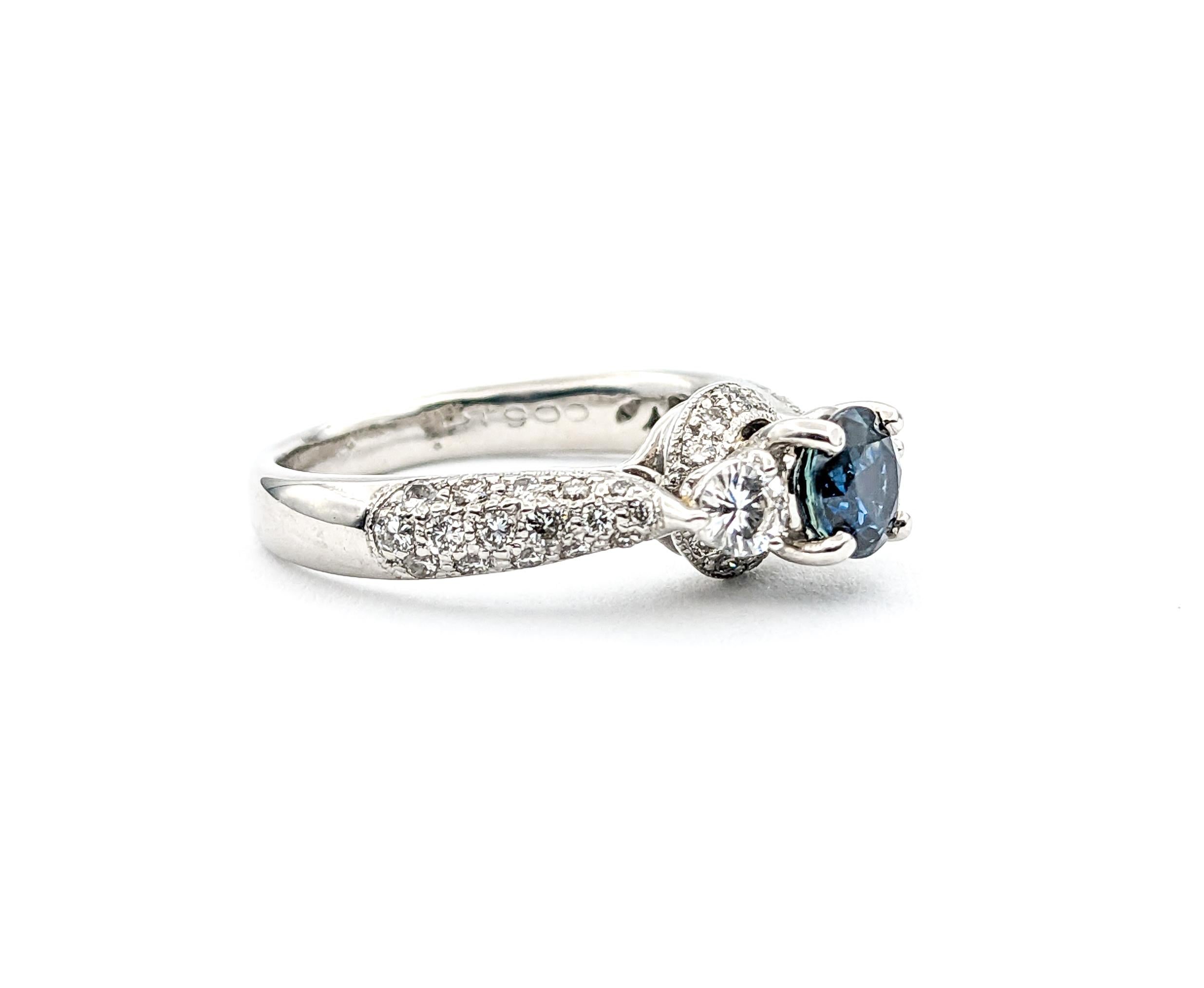 Delightful Sapphire & Diamond Engagement Ring - Platinum For Sale 5