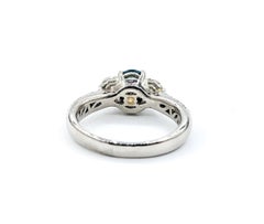 Delizioso anello di fidanzamento con zaffiro e diamante - Platino