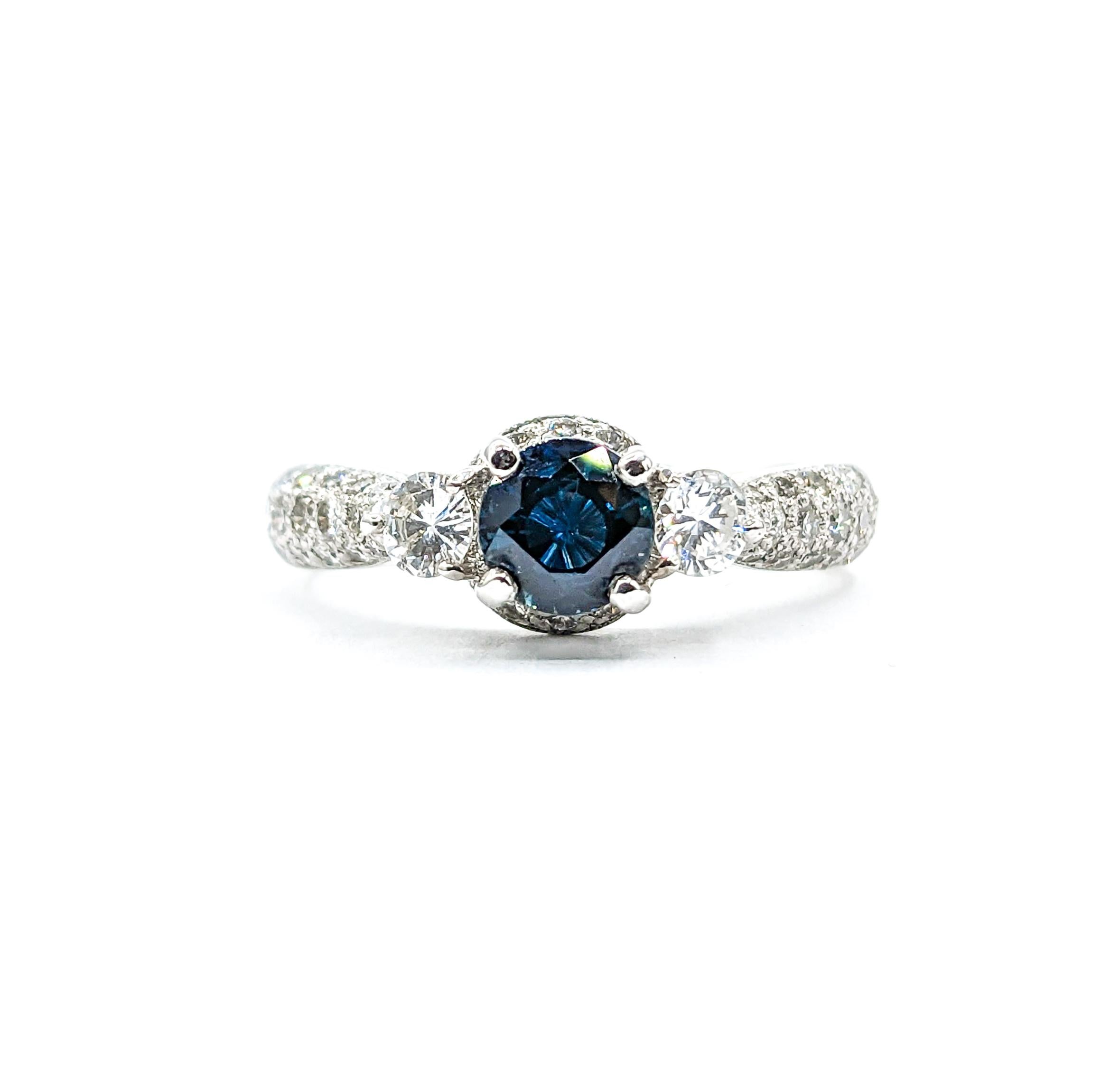 Delightful Sapphire & Diamond Engagement Ring - Platinum In Excellent Condition For Sale In Bloomington, MN