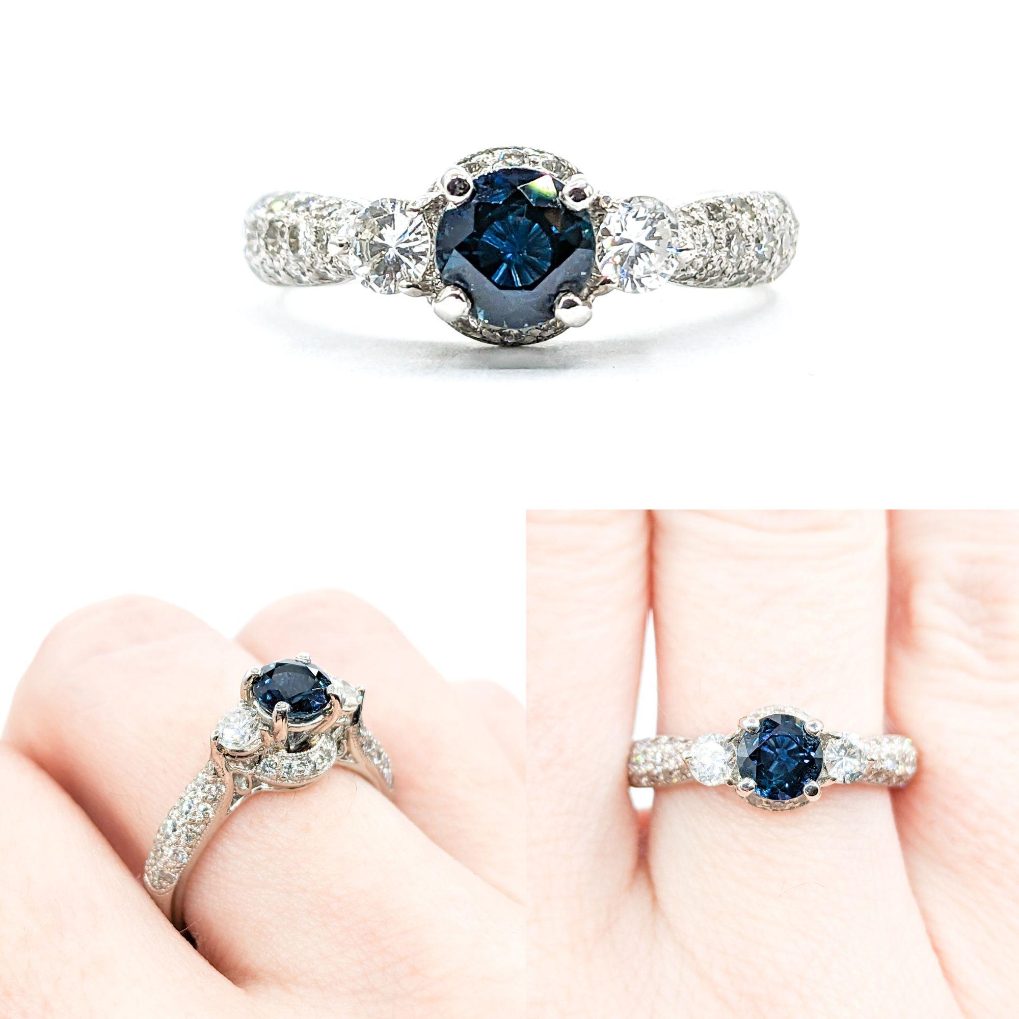 Women's Delightful Sapphire & Diamond Engagement Ring - Platinum For Sale