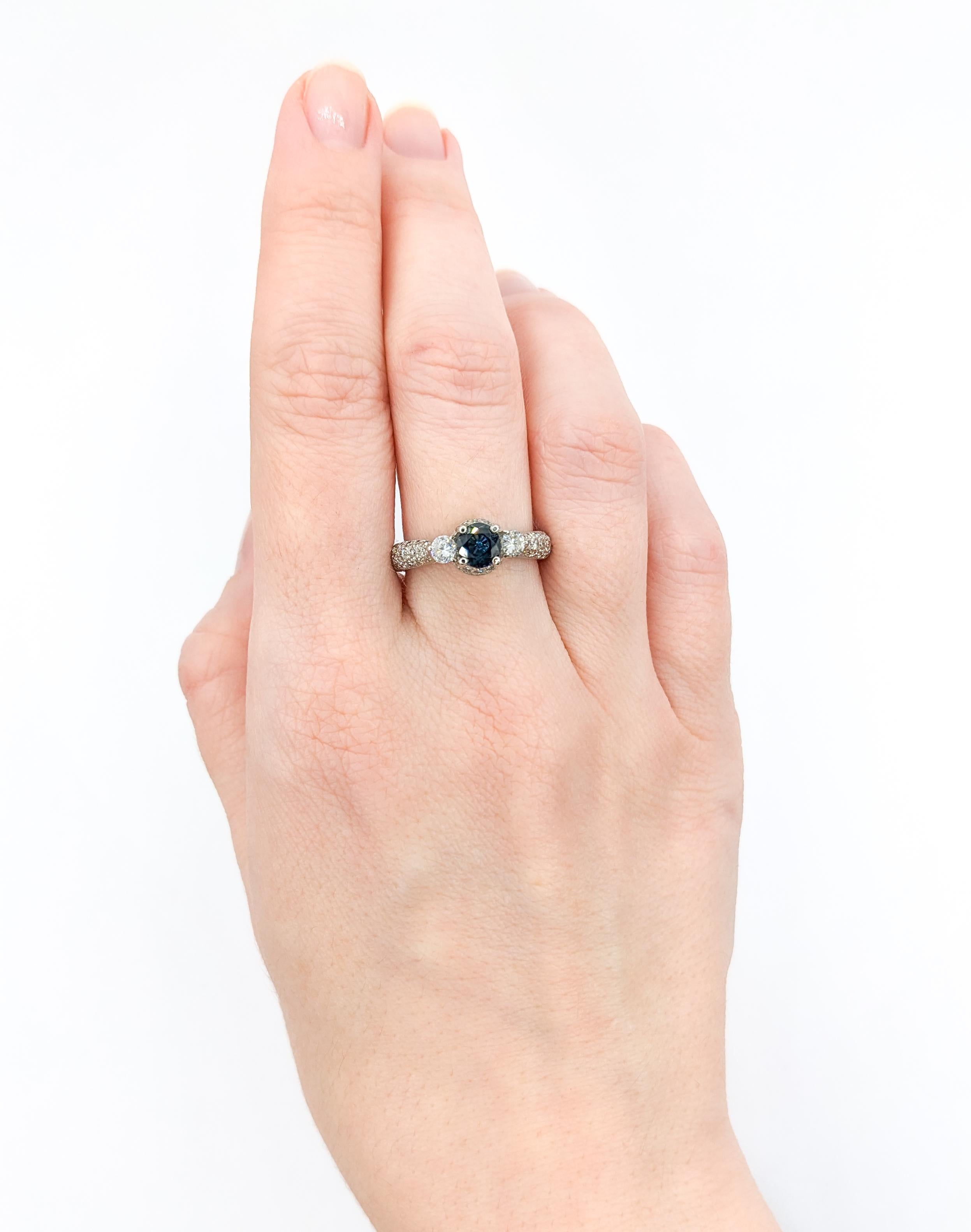Delightful Sapphire & Diamond Engagement Ring - Platinum For Sale 1