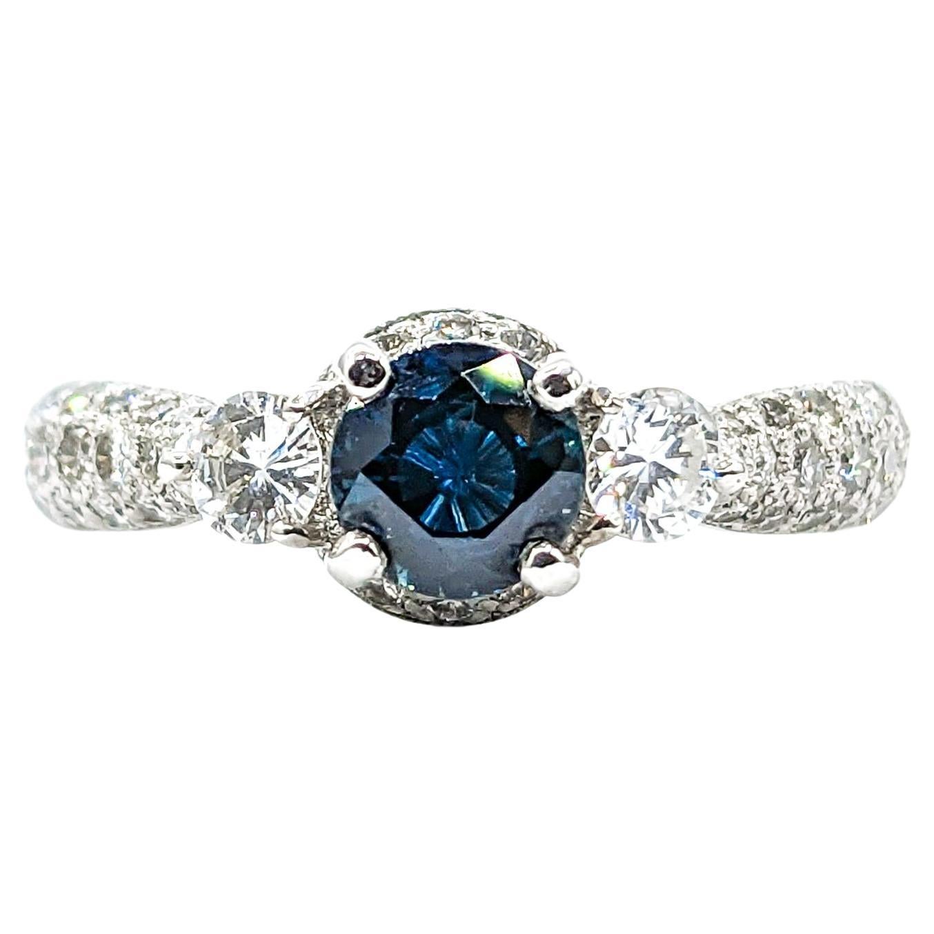 Delightful Sapphire & Diamond Engagement Ring - Platinum For Sale