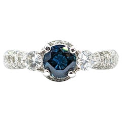 Retro Delightful Sapphire & Diamond Engagement Ring - Platinum
