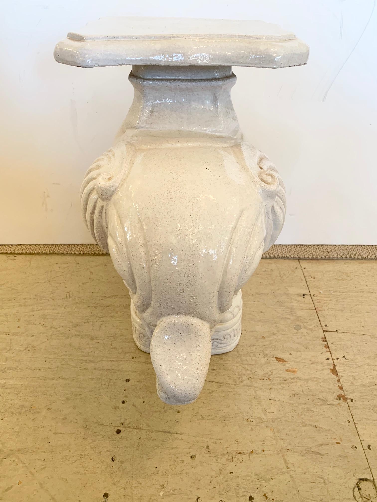 Delightful Terracotta Glazed Elephant End Side Table 3