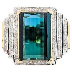 Delightful Tourmaline and Diamond Ring in 18k Yellow Gold