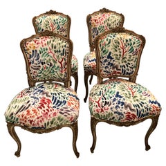 Delightful Updated Set of 4 Louis XVI French Painted Wood Dining Chairs