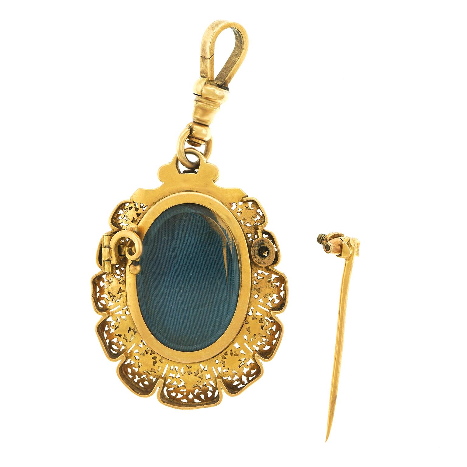 Delightful Victorian Enameled Purple Fairy Pin Pendant in Gold 4