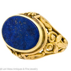 Delightful Victorian Oval Lapis and 14kt Yellow Gold Ring