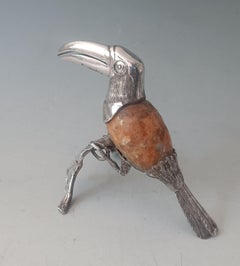 Delightful vintage Mexican Taxco silver Toucan decorative sculpture