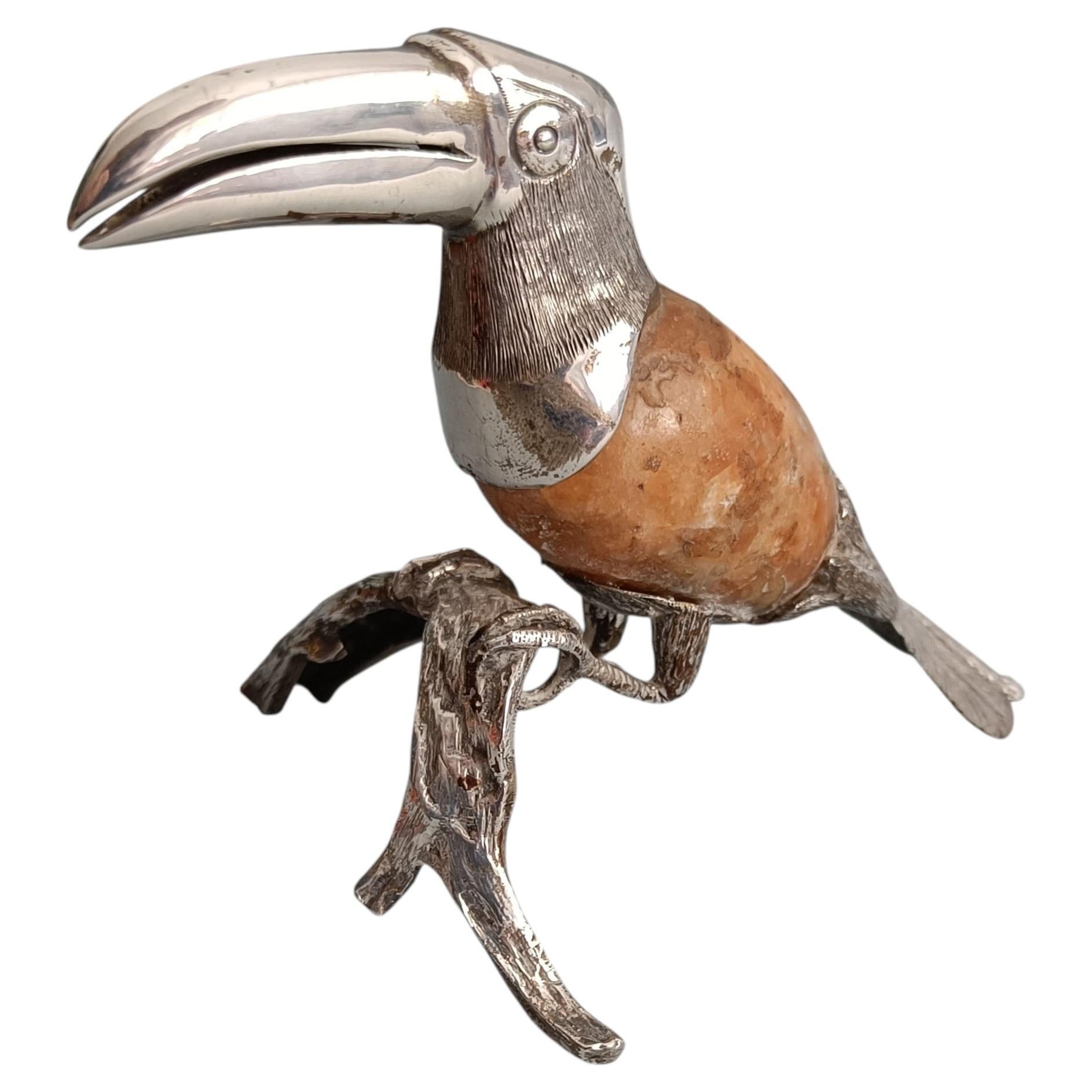 Delightful vintage Mexican Taxco silver Toucan decorative sculpture