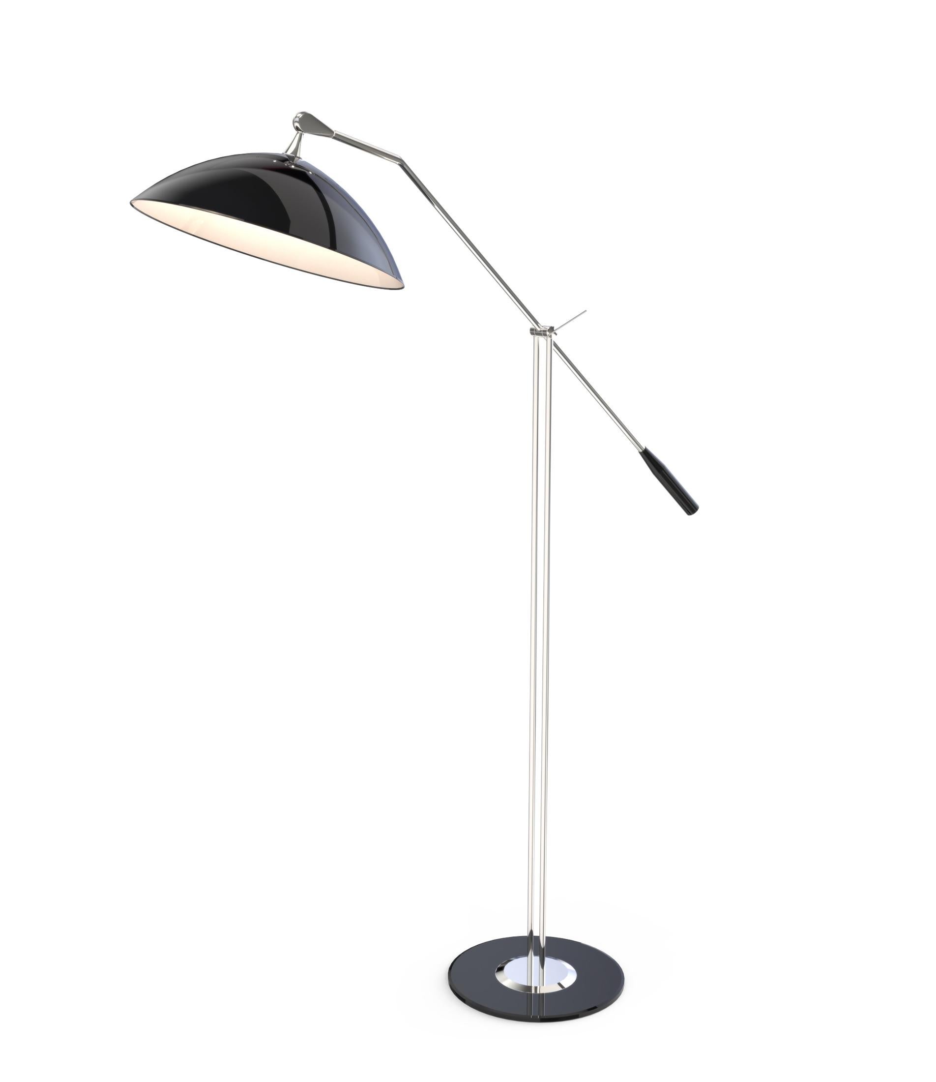 Armstrong Stehlampe aus Kupfer mit weißem Schirm (Art déco) im Angebot