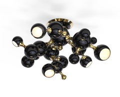 Atomic Ceiling Light in Black with Brass Detail