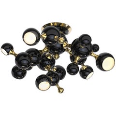 Atomic Ceiling Light in Black with Brass Detail