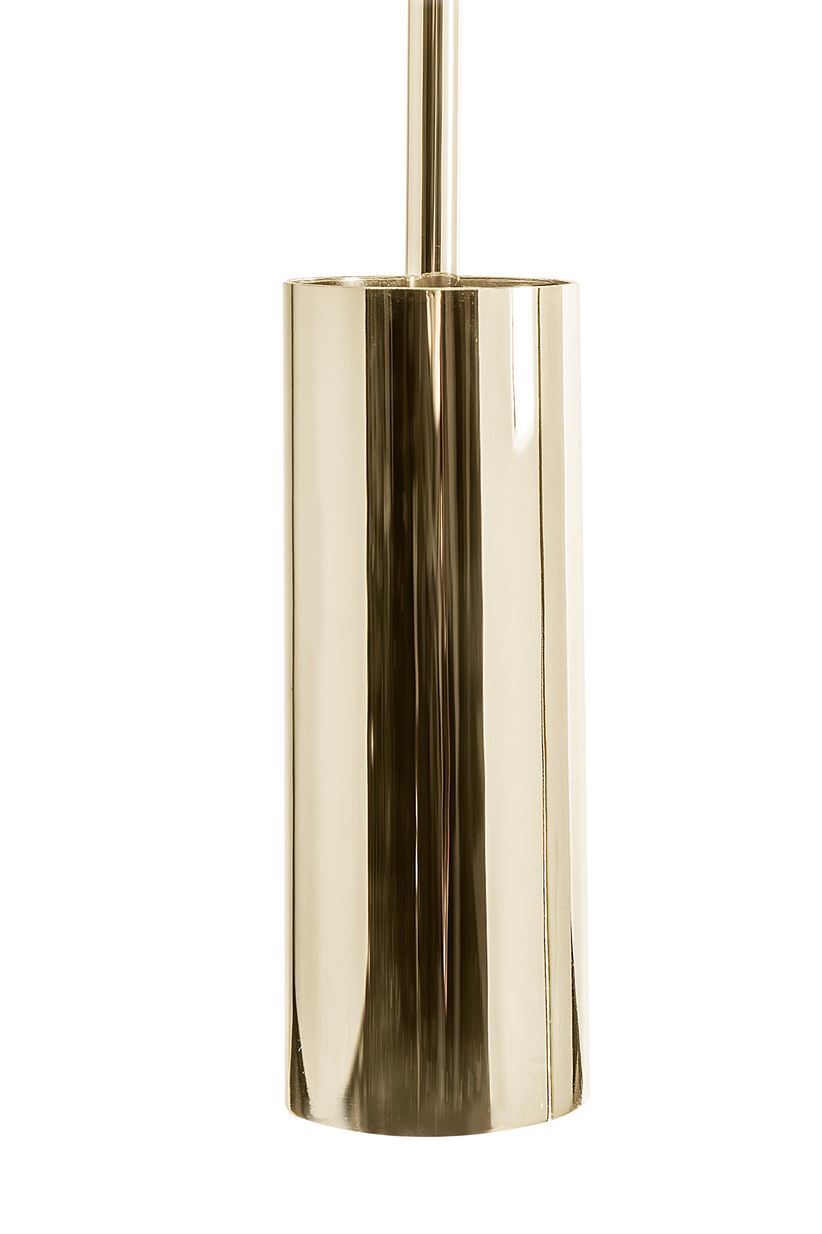 Mid-Century Modern Basie Table Light in Brass with Tiered White Shades For Sale