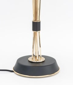 Delightfull Black and Gold-Tone Table Lamps, Ebonized Metal, Portugal
