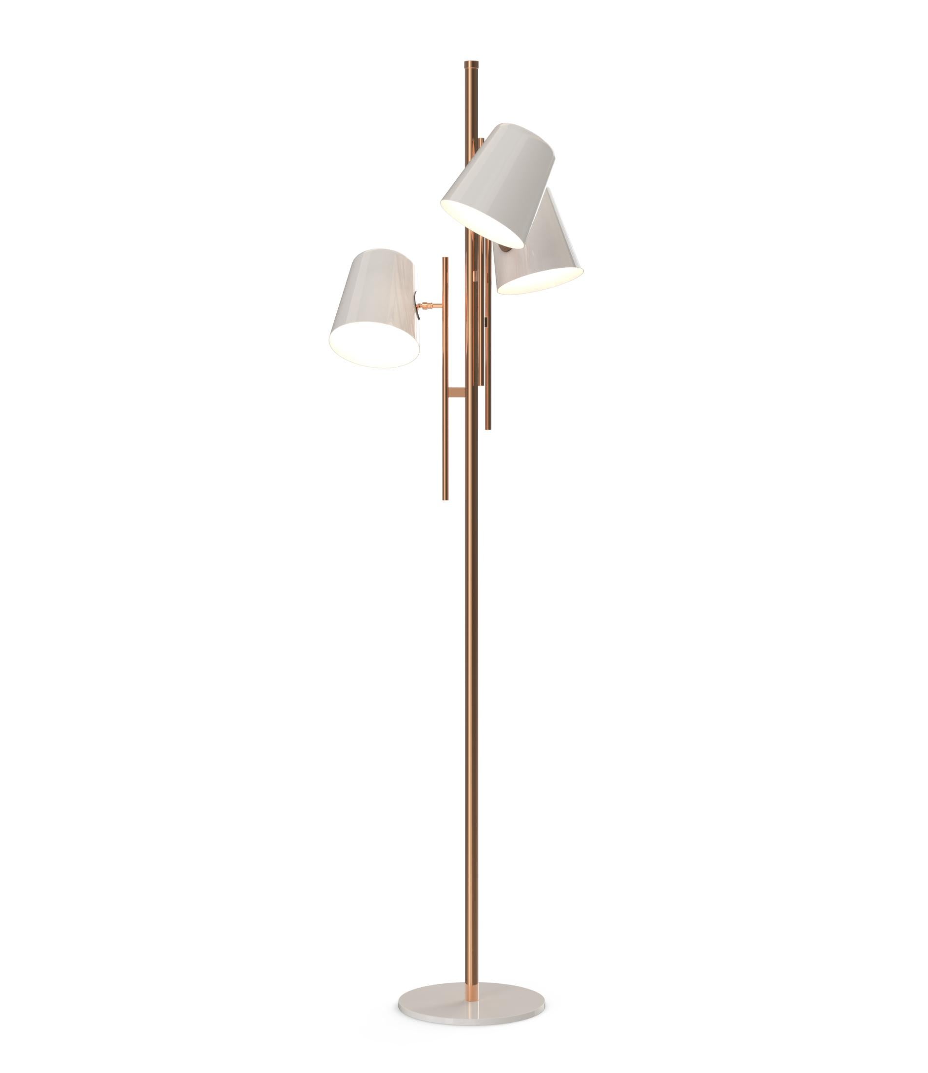 Portuguese Cole Floor Lamp in Silver with Black Shades For Sale