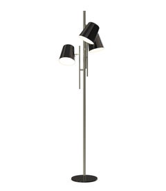 Cole Floor Lamp in Silver with Black Shades