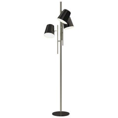 Cole Floor Lamp in Silver with Black Shades
