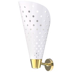 Dizzy Wall Light in White with Brass Detail