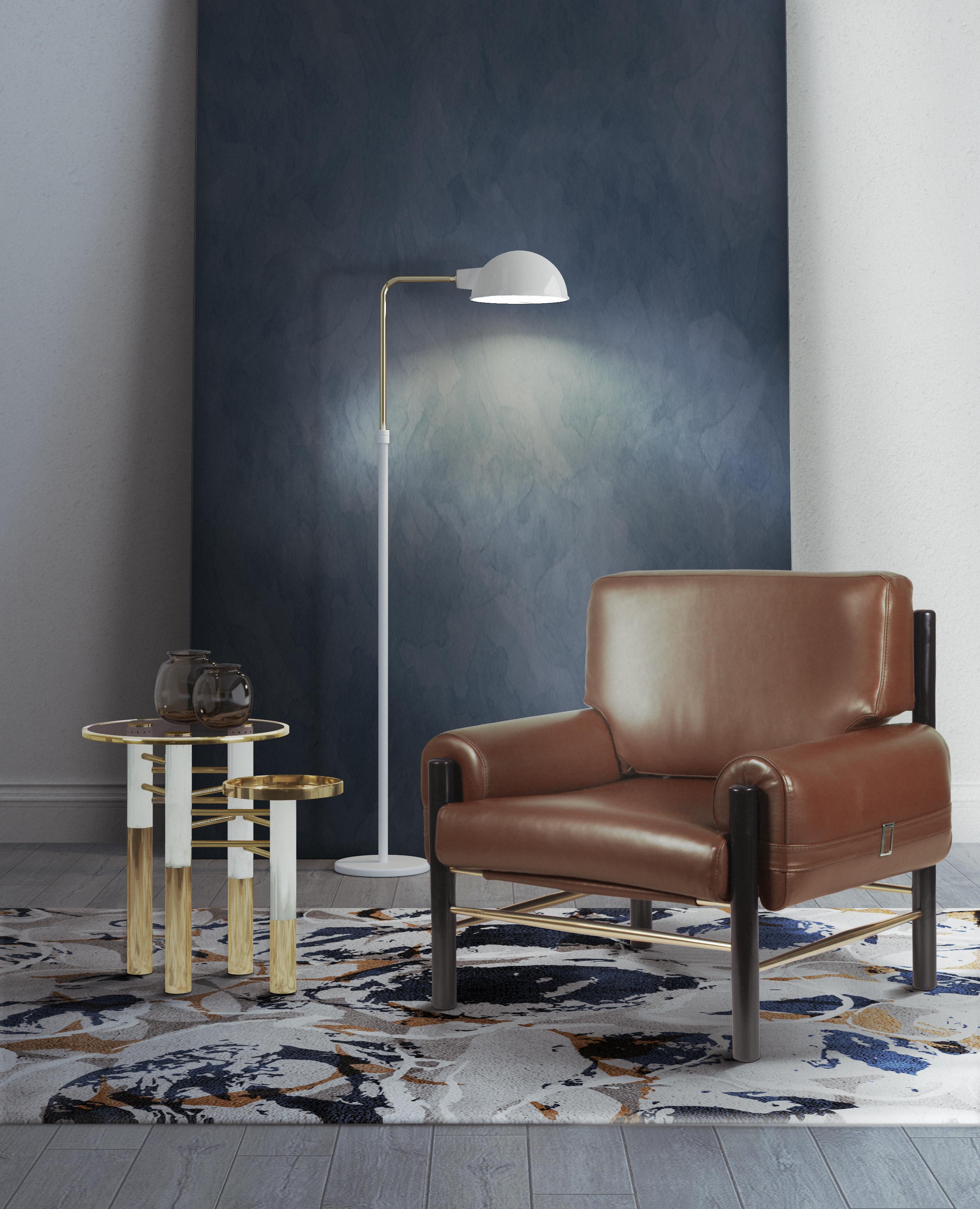 Contemporary Herbie Floor Lamp in Black and Gold For Sale