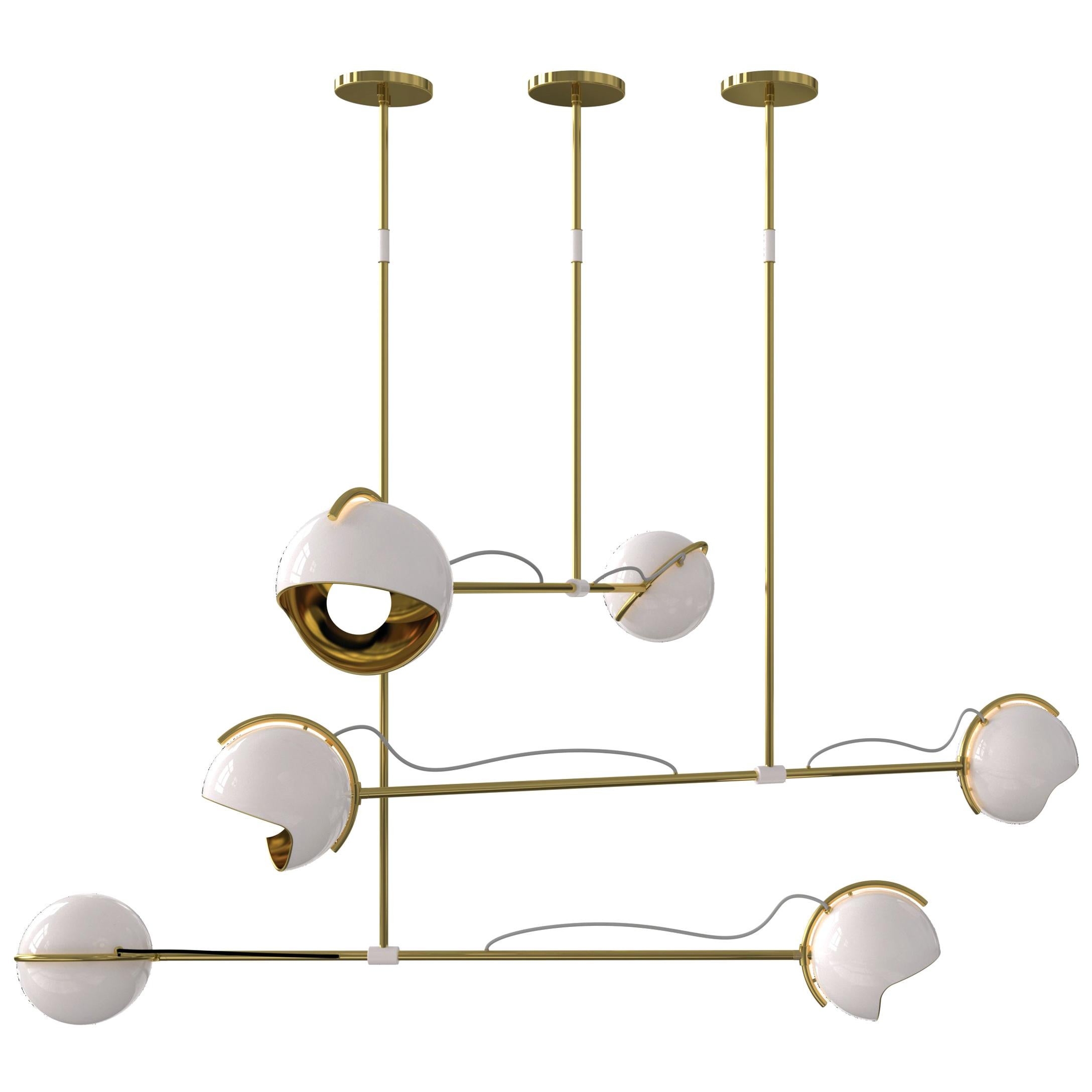 Laine Pendant Light in Brass and White For Sale