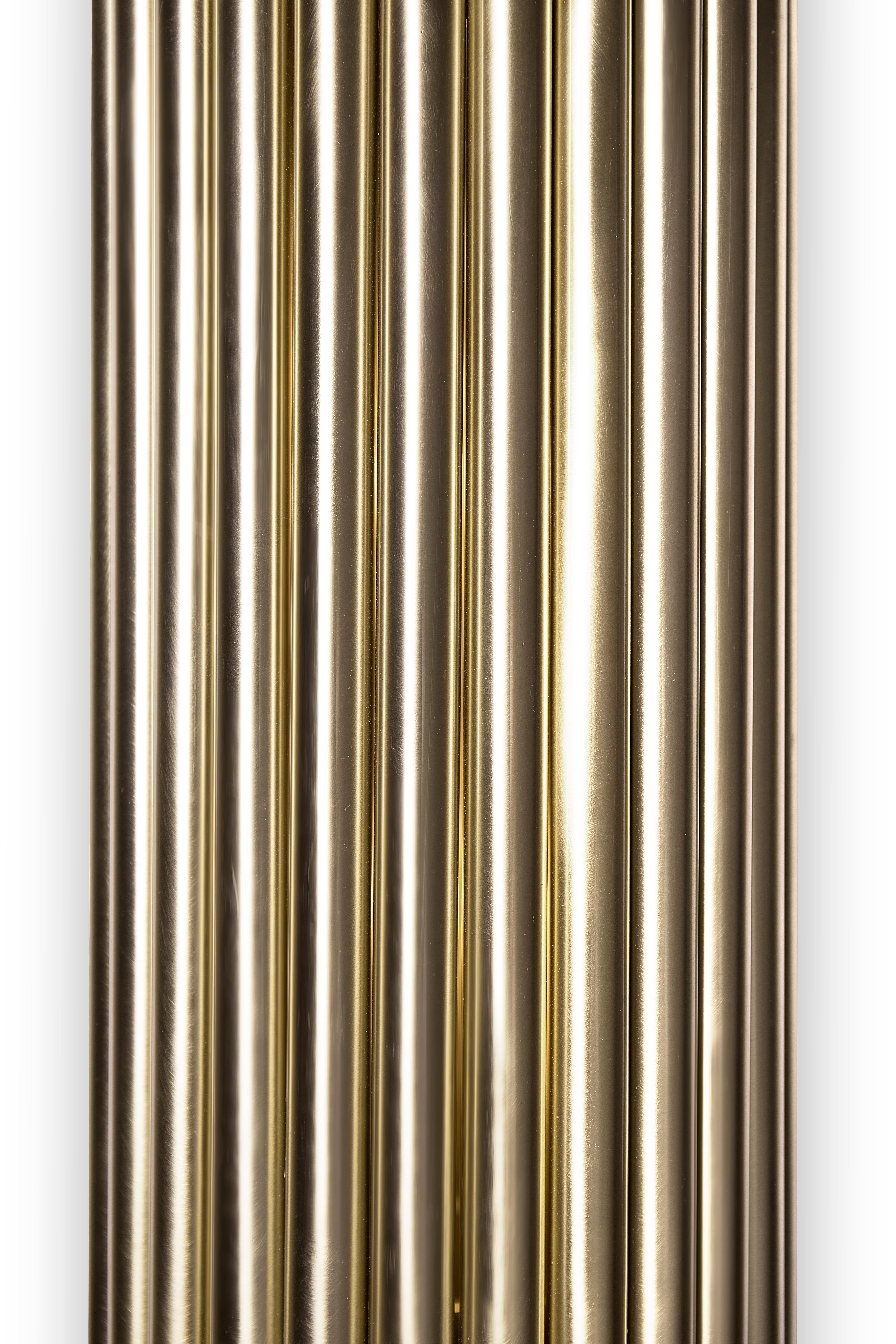 Hand-Crafted Matheny Large Wall Light in Brass with Brushed Nickel Finish For Sale