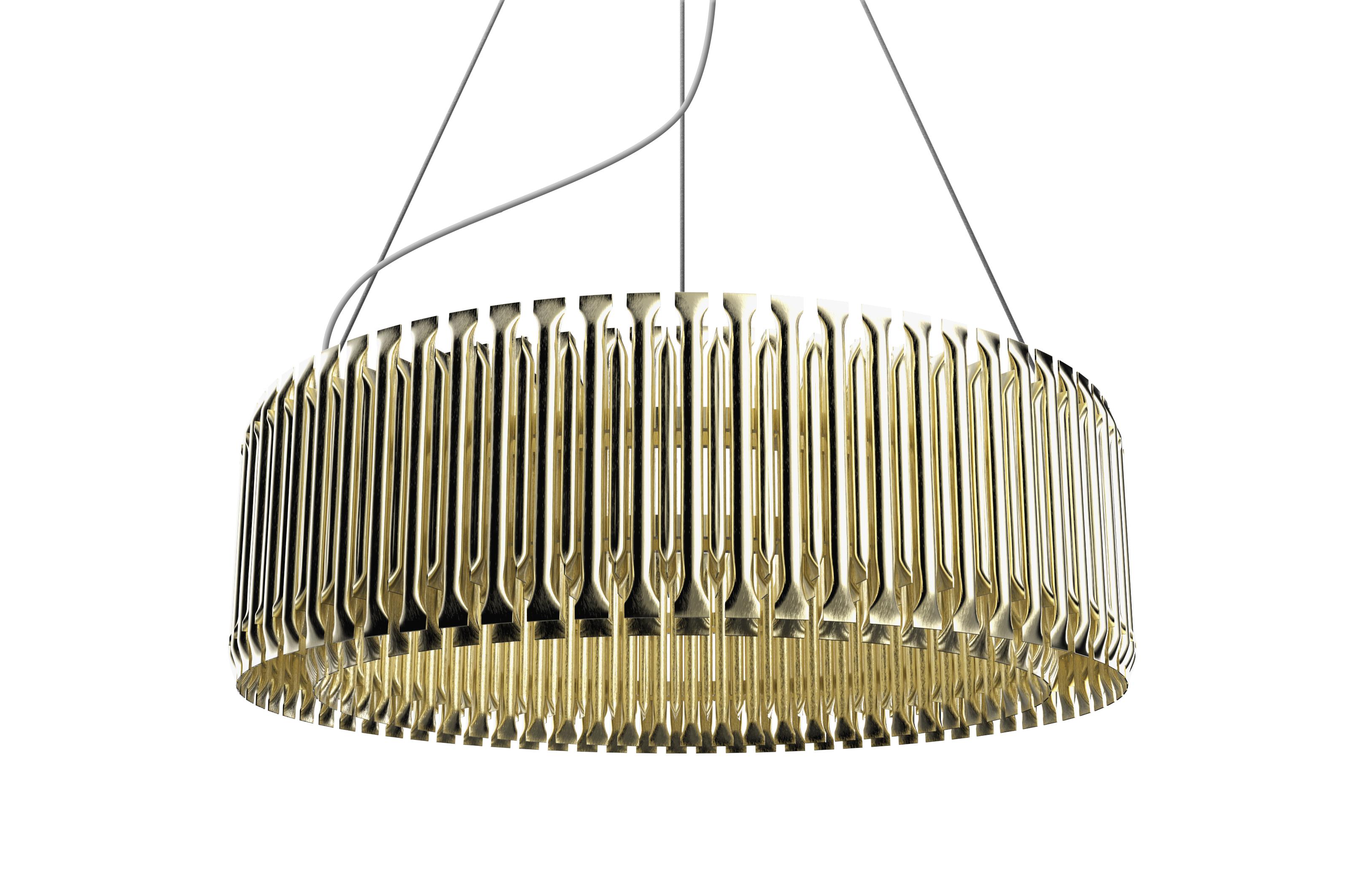 Lacquered Classic Brass Matheny Round Suspension by Mid Century Club For Sale