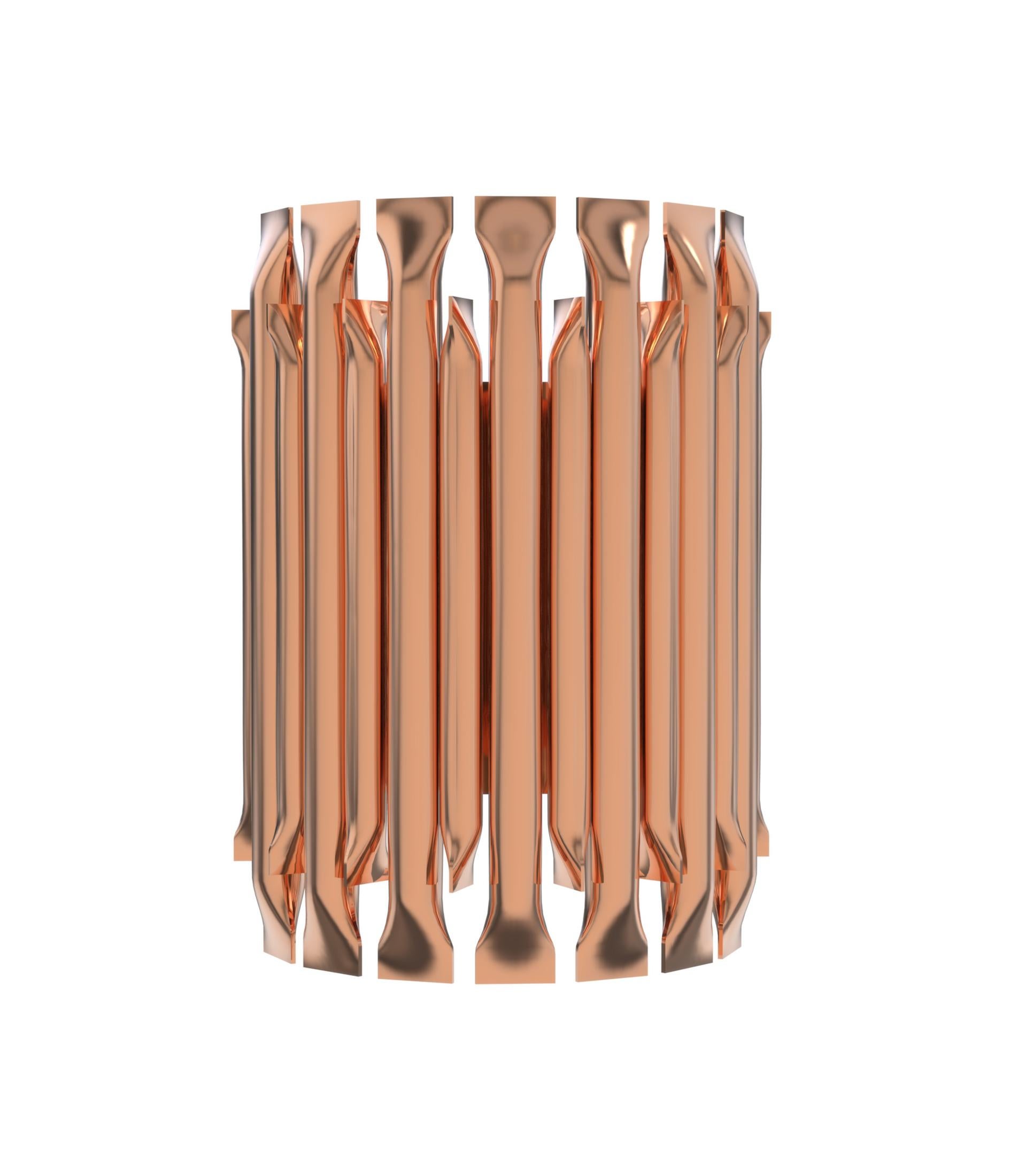 Matheny wall light has a complex and attractive geometry design of combined tubes. This unique lamp combines a Mid-Century Modern design with a Classic style that will make a statement in your home. Providing a subtle glow, this modern wall light is