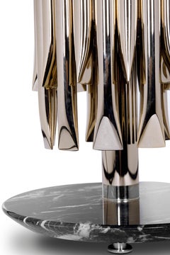 Matheny Table Light in Brass with Round Marble Base