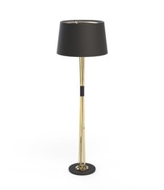 Miles Floor Lamp in Brass with Black Shade