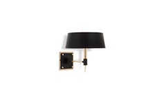 Miles Wall Light in Brass and Aluminum with Black Shade