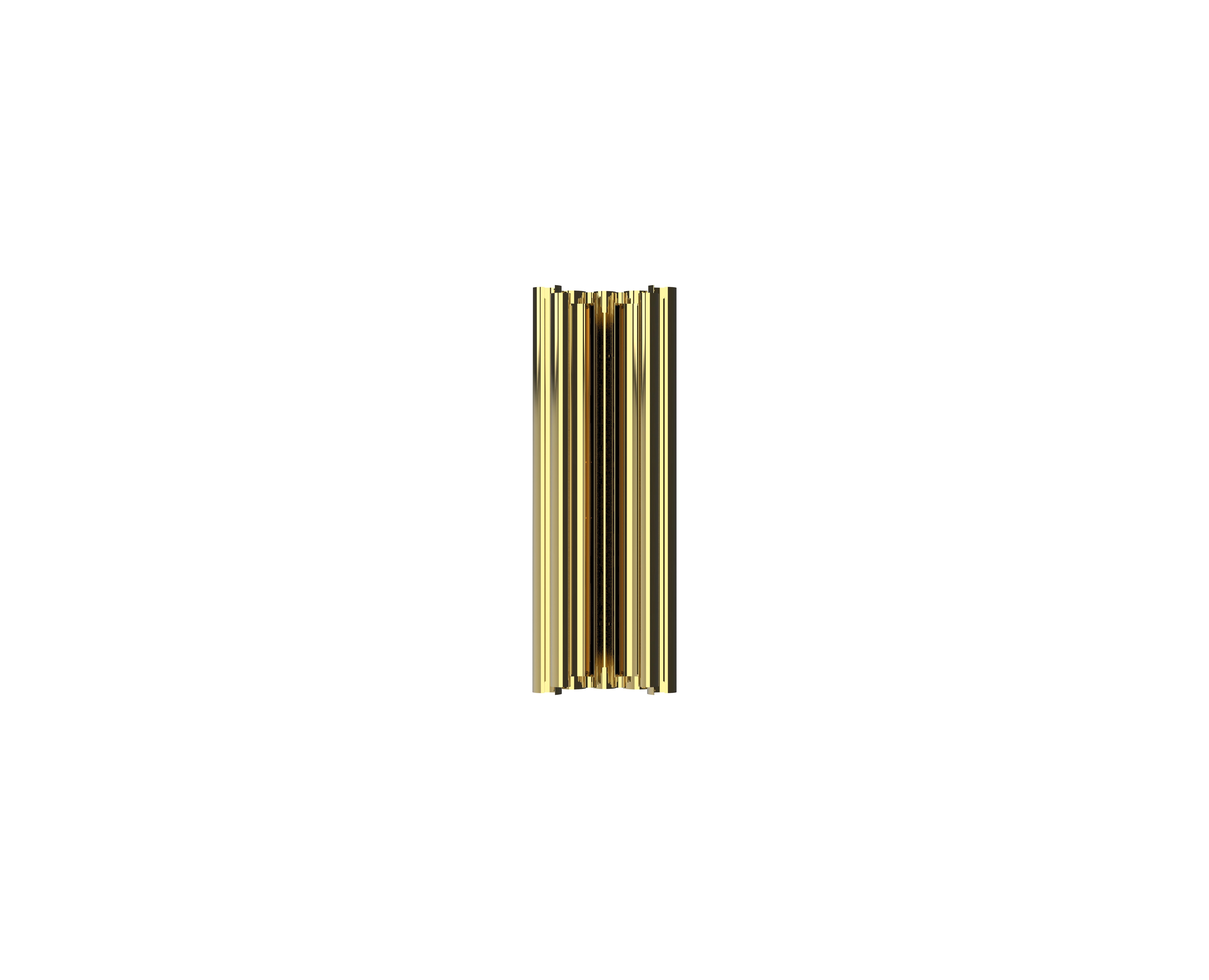 Parker Wall Light in Polished Brass with Ribbed Exterior In New Condition For Sale In New York, NY