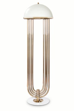 Turner Floor Lamp in White with Copper Detail