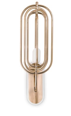 Turner Wall Light in Brass and Aluminium with White Lacquered Shade