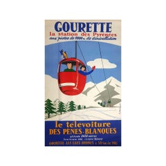 Circa 1965 Original poster of Deligne for the Pyrenees resort Gourette - Tourism