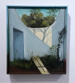 Reclaimed Space (2022), Öl auf Leinwand, Erdtöne und Pastellfarben, Landschaftsbild