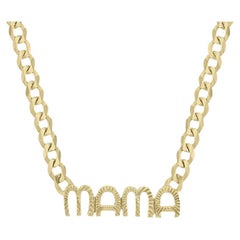 Cuban Chain Letter 14K Yellow Gold MAMA Necklace