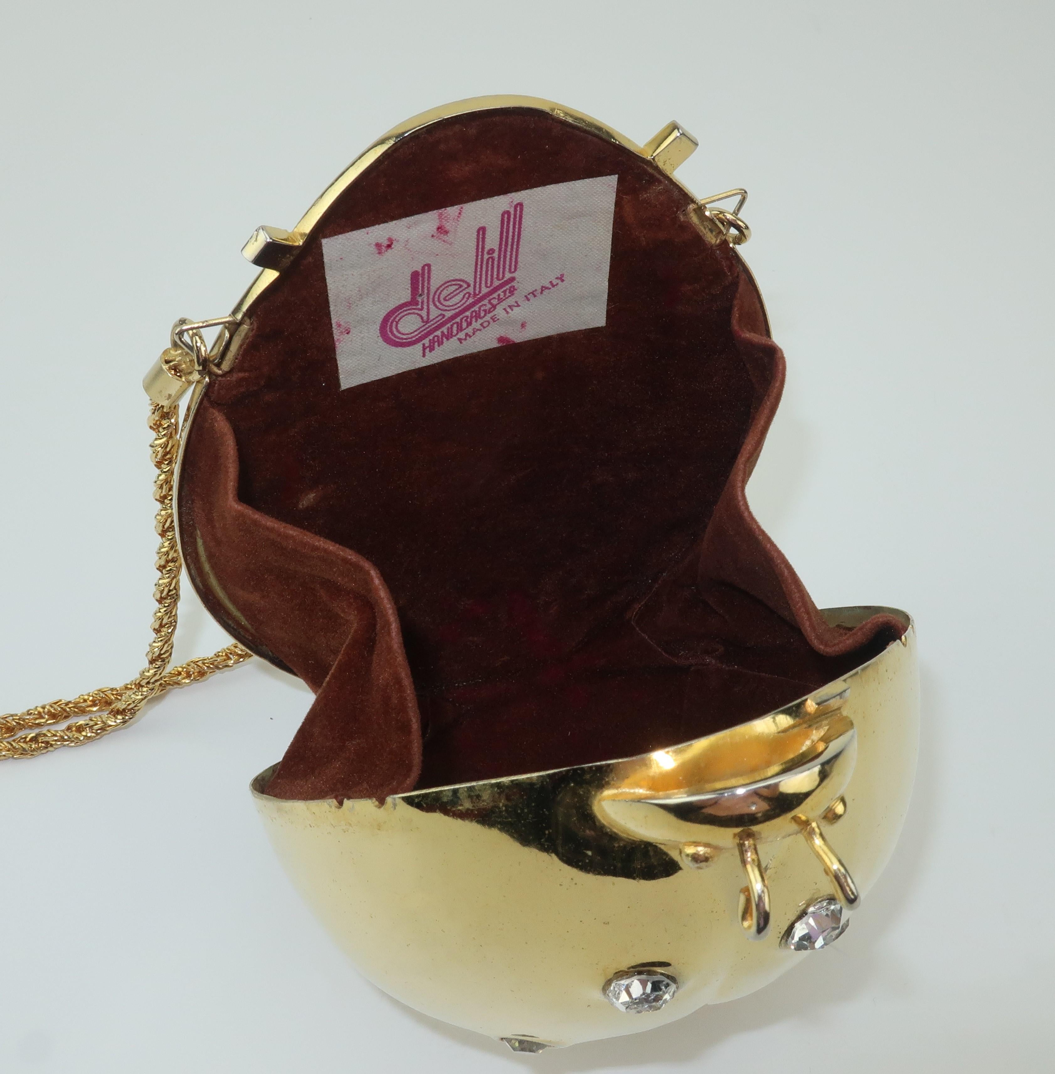 Delill Gold Ladybug Minaudière Handbag With Rhinestones, C.1970 3