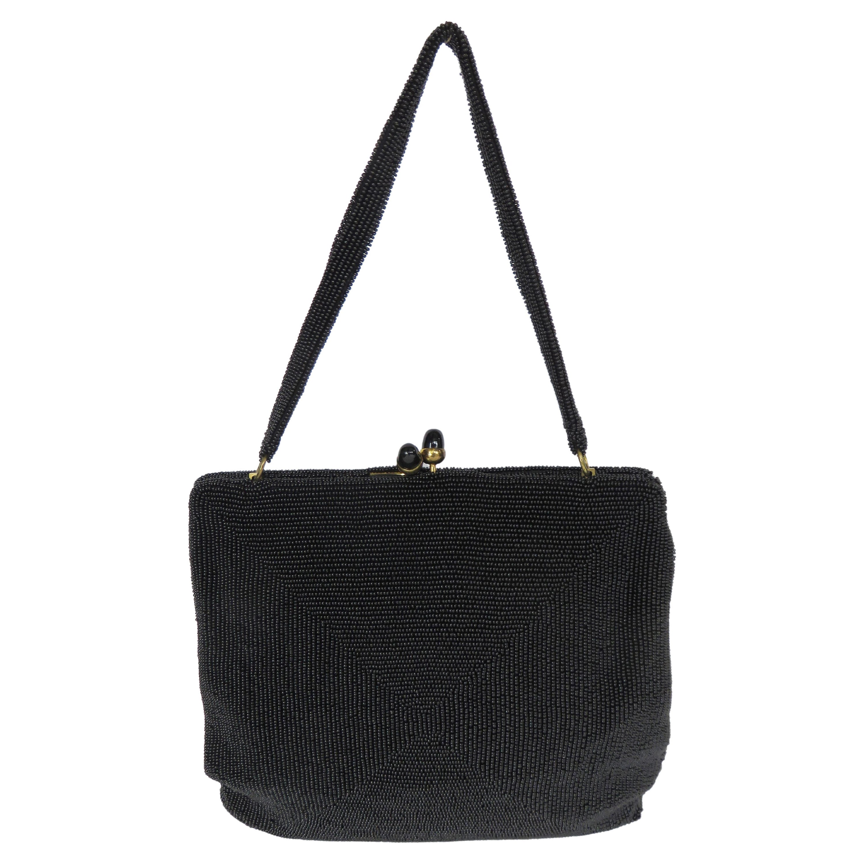 Delill - Sac à main carré en perles de verre, années 1940
