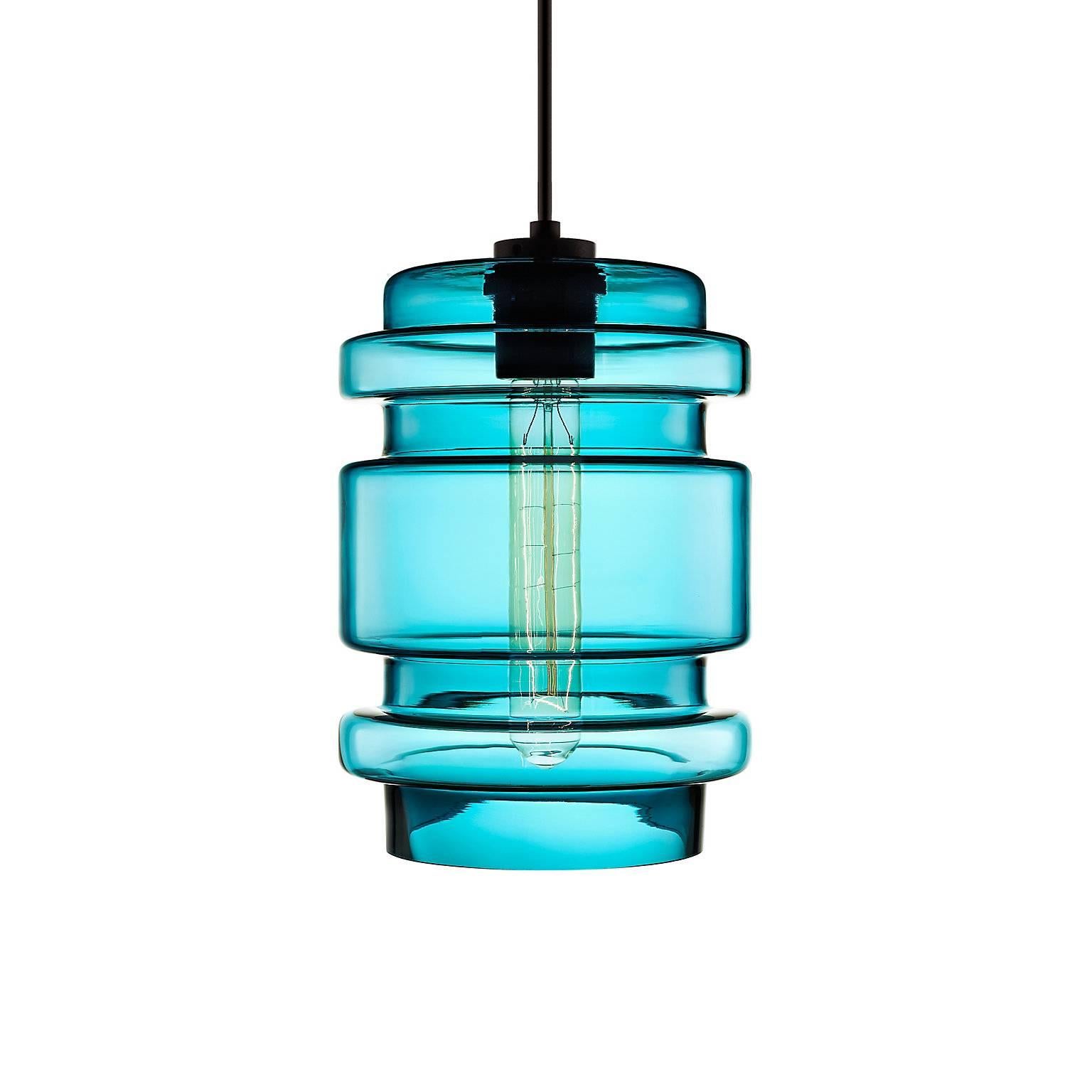 American Delinea Crystal Handblown Modern Glass Pendant Light, Made in the USA For Sale