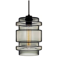 Delinea Gray Handblown Modern Glass Pendant Light, Made in the USA