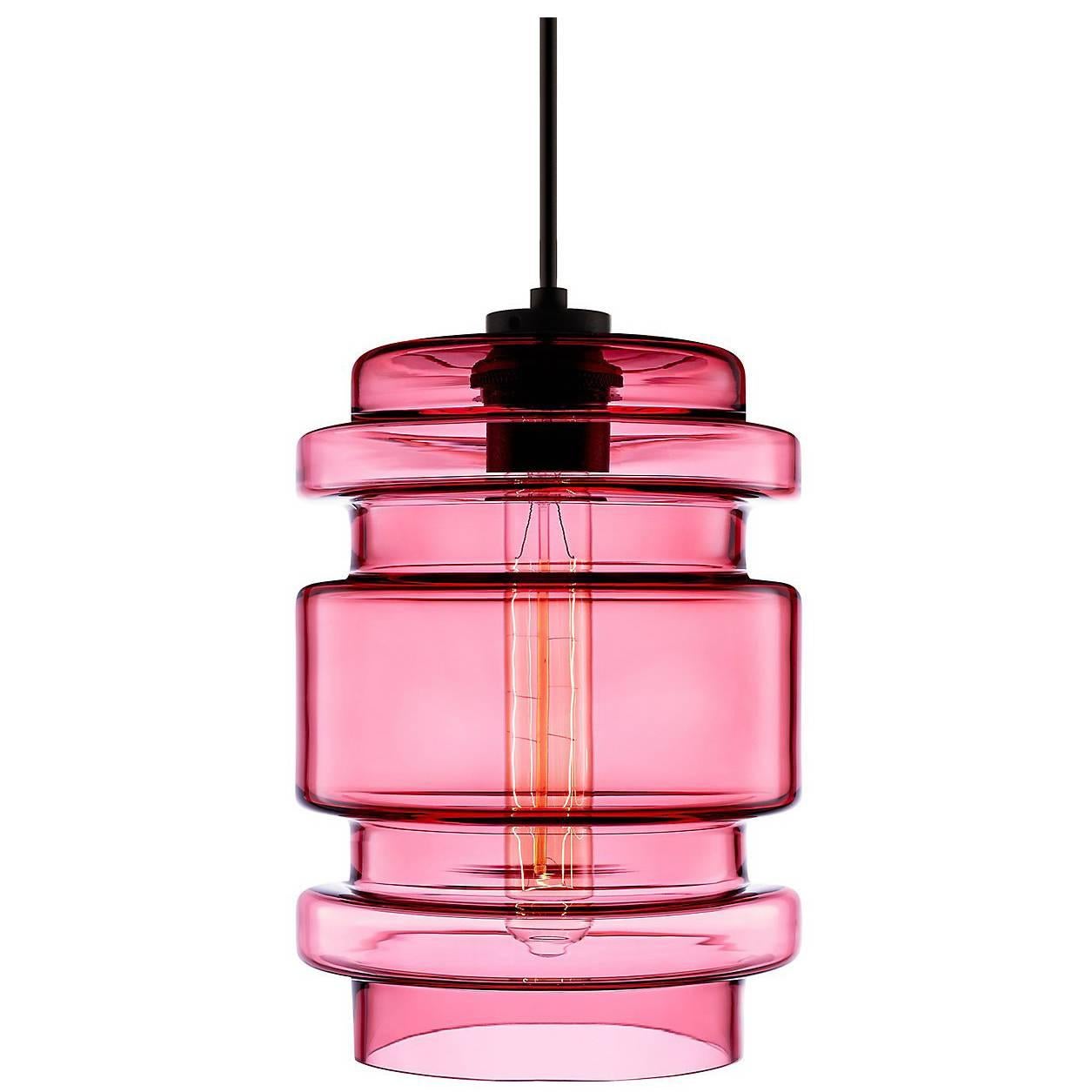 Delinea Rose Handblown Modern Glass Pendant Light, Made in the USA