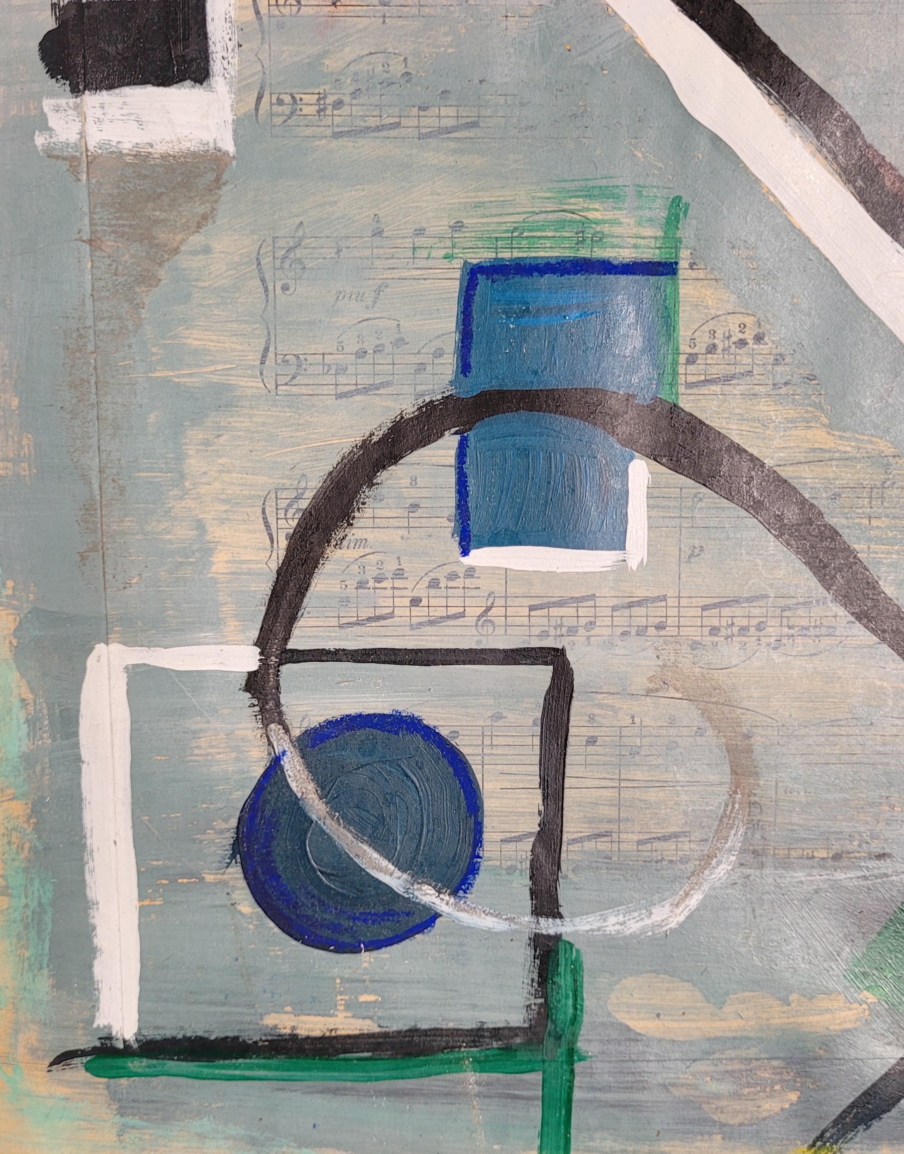 Abstrait sur le thème de la musique. Hommage à Kandinsky. - Gris Abstract Painting par Delisle