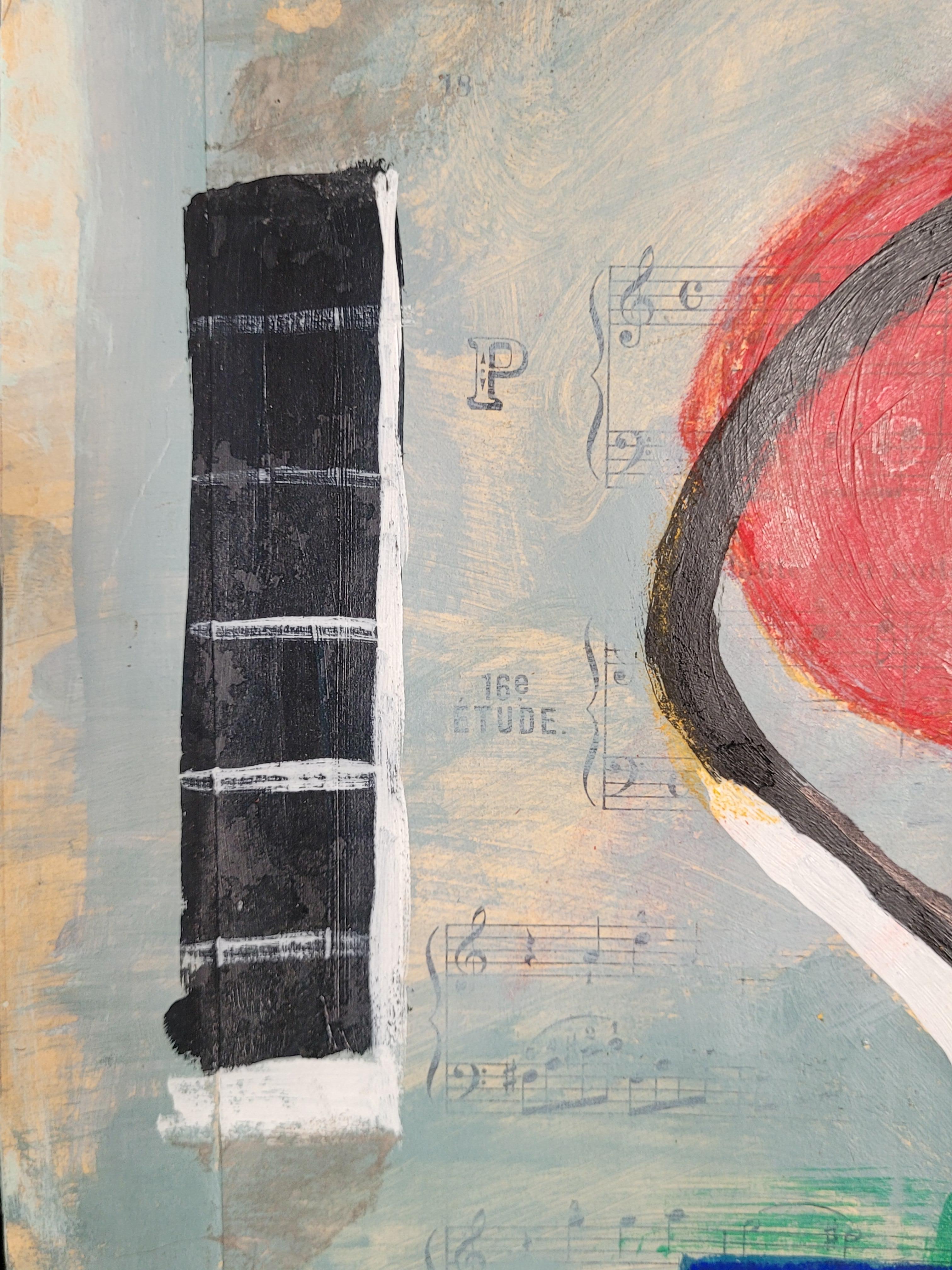 Une acrylique abstraite contemporaine sur papier sur un thème musical. Hommage à Kandinsky par l'artiste français Delisle. Signé en bas à droite.

Cette œuvre d'art dynamique est une composition abstraite caractérisée par l'utilisation audacieuse de
