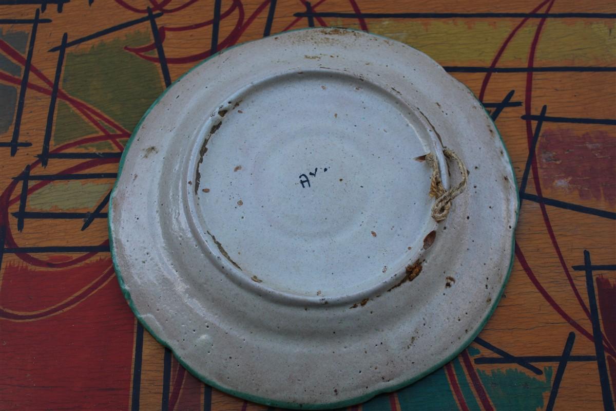 delicioso plato redondo de Avallone Vietri con decoración central de pájaros de los años 50 en Bueno estado para la venta en Palermo, Sicily