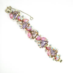 DeLizza & Elster Juliana Lilac & Pink Crystal Link Bracelet, 1960s