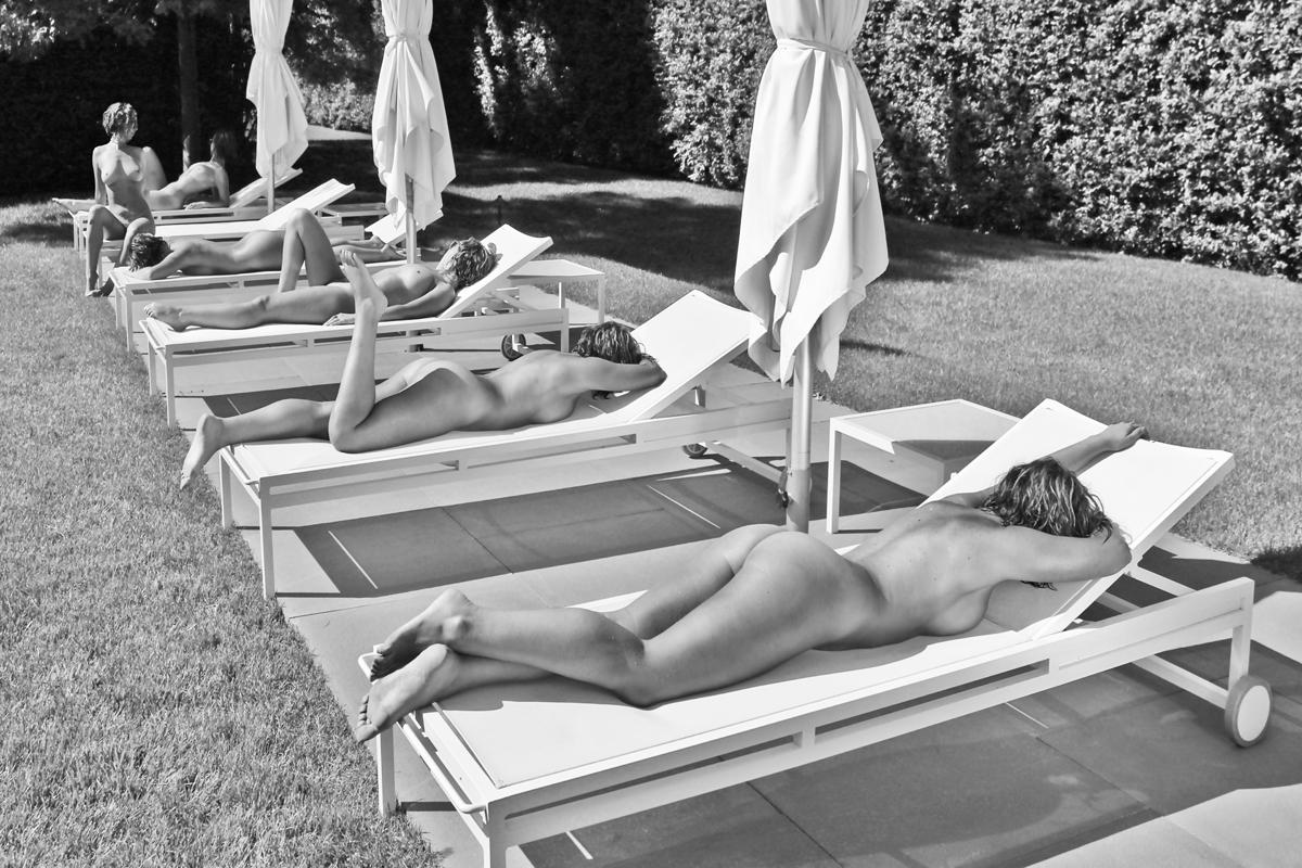 Dell Cullum Nude Photograph - Lounging Sextuplets in BW